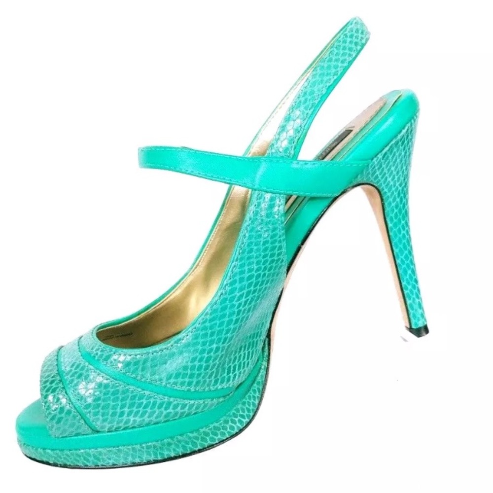 NWT, WHBM Beautiful Leather Aqua Green Heels!! - Picture 6 of 7
